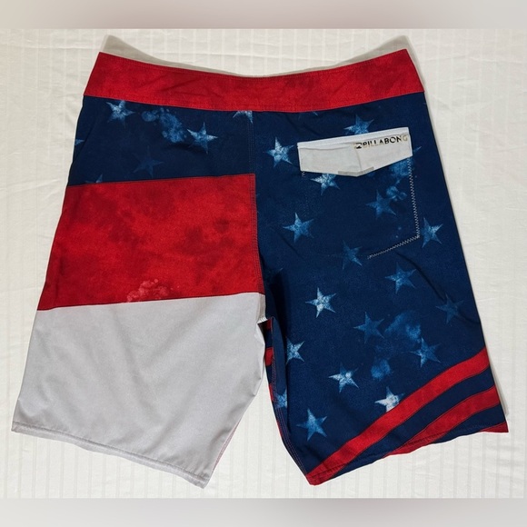 Billabong Board Shorts Swim Trunks American Flag Patriotic Stars Stripes Size 32 - Picture 2 of 14